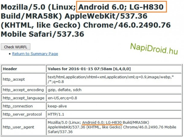 LG G5 User Agent Profile Leaked